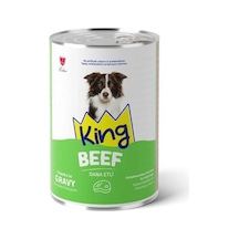 King Sos İçinde Et Parçacıklı Dana Etli Yetişkin Köpek Konservesi 400 Gr