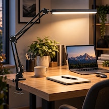 80 Led Uzun Kollu Kelepçeli Masa Lambası - 3 Renk 10 Kademe Parlaklık, 360 Ayarlanabilir Başlık, Usb Mimar Çalışma Okuma Çizim Lambası Bilgisayar Masası Lambası Akrobatik Lamba