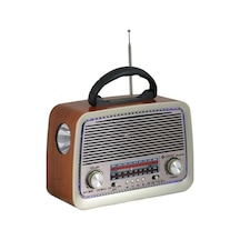 Nostaljik Radyo-301 Bt Nostaljik Radyo Bluetooth + Ledli + Fener + Usb + Sd Card Mp3 Radyo Çalar Cn