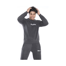 Erkek Spor Slimfit Koyu Antre Melanj Sweatshirt Takım Koyu Antrasit Melanj