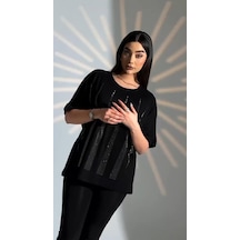 Elaxi :oversize Piramit Taş Detaylı Bluz Siyah