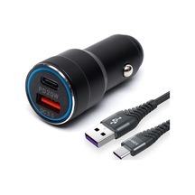 Usb Type C Araç Şarj Cihazı Siyah Renk- 2 Port, Hızlı Şarj 30w Çakmaklık Adaptörü