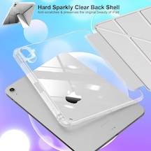Apple Uyumlu iPad Pro 11 1. 2. 3. 4. Nesil Kılıf Mika Trifolding Arkası Full Şeffaf Kalem Bölmeli 2018-2022 Kılıf