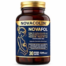 Novacolin Novafol Metilfolat B12 B6 D3 İyot 30 Bitkisel Kapsül