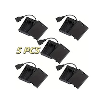 Meridiangoods 5 Adet 3aa Pil Yuvası Kapaklı Aç Kapama Düğmeli Usb Dişi Yuvalı Siyah