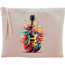 Gitar Baskılı Makyaj Çantası
