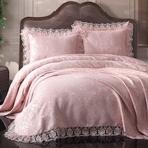 Birhome Violet Dantelli Çift Kişilik Yatak Örtüsü Takımı Pudra