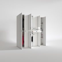 Kenzlife Çamaşır-Kurutma Makinesi Dolabı Ve Giysi Dolabı Çekmeceli Ebuzer Sağ Raf Beyaz 187X170X120 Banyo Çok Renkli