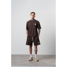 Erkek Route 07 Arma Detaylı Regular Fit T-shirt Şort Takım Kahve Kahverengi