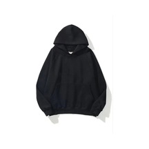 Unisex Günlük Stil Siyah Üç İplik Pamuklu Kordonlu Kapüşonlu Swea