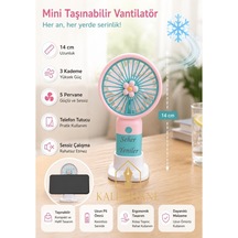 Kalemhane Kişiye Özel Mini El Fanı- 3 Kademeli 5 Pervaneli Turbo Güç Çiçek