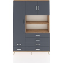 Arges Dolap 8 Raflı 6 Çekmeceli 3 Kapaklı 132x30x195 Çam-antrasit/antrasit Antrasıt/antrasıt