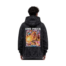 Sevbano One Piece Karakterler Anime Baskılı Unisex Oversize Premium Yıkam Siyah