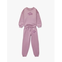 Koton Regular Fit Nakışlı Pamuk Karışımlı Eşofman Takımı Pembe 6wkg10221ak Gül