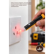 5 Adet Temassız Voltaj Test Cihazı Kablo Temassız Algılama, Led Işıklı, Sesli Ve Görsel Uyarılı, Kalem Tipi Non-contact Voltage Tester, Voltage Detector
