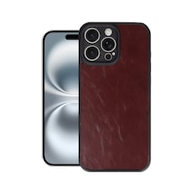 Newface - 230 - Apple Uyumlu iPhone 16 Pro Max Kılıf Aras Deri Kapak - Glblseme - - Bordo