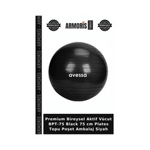 Premium Bireysel Aktif Vücut Bpt-75 Black 75 Cm Plates Topu Poşet Ambalaj Siyah