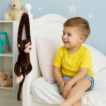 30 Cm Orta Boy Peluş Sesli Maymun Kahverengi