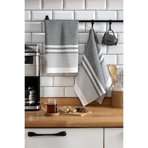 Vionel Home 2'li Kurulama Bezi,%100 Pamuk Yüksek Su Emici, Beslenme Örtüsü, Çok Amaçlı Servis Peçetesi 45x60cm Açık Gri
