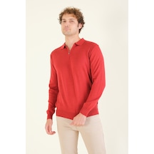 Giyim Dünyası Erkek Yarım Fermuarlı Polo Yaka Kazak Kırmızı 001 Giyim Dünyası Erkek Yarım Fermuarlı Polo Yaka Kazak Kırmızı 001