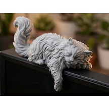 Uzun Tüylü Kedi Monitör Üstü Figürü 3d Baskı Sevimli Masaüstü Dekorasyon Aksesuarı