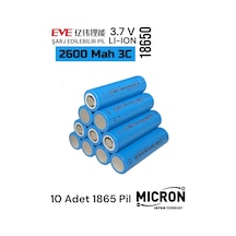 Eve 18650 3.7v Volt 2550 Mah 26v Lityum Şarj Edilebilir 10 Adet Pil Batarya