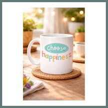 Bezos Choose Happiness "mutluluğu Seç" Yazılı Porselen Kupa Model 156 Motivasyon Kupası Renkli Tasarım Kahve & Çay Kupası Mutluluk Temalı Hediye Ventra Çok Renkli