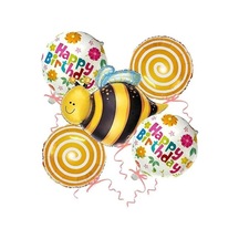 Arı Happy Birthday Konsept 5 Li Folyo Balon Set çok Renkli
