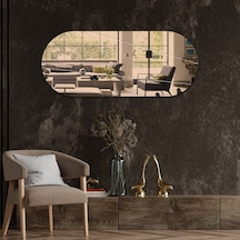 Ayna Bronz Ayna Victory Tasarım Kanallı Oval Ayna 50cm X 120 Bronz