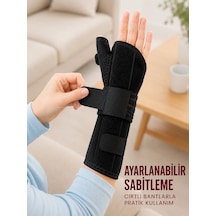 Metal Destekli El Bilekliği Başparmak Destekli Uzun Bilek Ateli Standart Beden Siyah