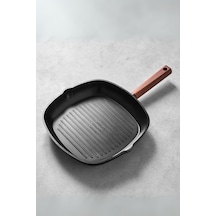 Oslo Granit Grill Tava 28 Cm Ahşap Açık Bakır