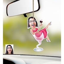 Kişiye Özel Bayan Karikatürlü Ahşap Araba Dikiz Ayna Süsü-22