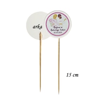 15 Cm Uzun Kürdan - 20 Adet Kişiye Özel Baskılı Bekarlığa Veda Pasta Kürdanı Bride To Be -3