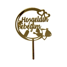 Hoşgeldin Bebeğim Yazılı Aynalı Pleksi Altın
