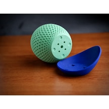 Bezos 3d Baskı Küre Saksı - Kafes Dokulu İki Parçalı Dekoratif Saksı - Mint-mavi Mbt06 Standart