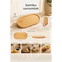 Bambu Yağlık Standı 2 Bölmeli Sunumluk Yağlık Altlığı, Baharatlık Standı, Sabunluk Tepsi Krem