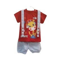 Baby Cebeciticaret Keten Şortlu Erkek Bebek Takım Kırmızı