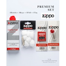 Zippo Premium Tam Bakım Seti Pamuk & Keçe + Benzin + Fitil + Çakmak Taşı Sıyah