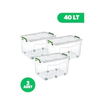 Tekerlekli Kilitli Saklama Kutusu 40 Litre 3 Adet Tekerlekli Saklama Kabı Beyaz