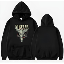 Startmore Nirvana Basklı Kapişonlu Sweatshirt Siyah