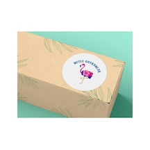 Flamingo Baskılı Mutlu Bayramlar Etiketi Ramazan Bayramı Tebrikler 4 Cm - 40 Adet Çok Renkli
