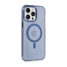 Apple iPhone Uyumlu iPhone 14 Pro Max Kılıf Tron Şeffaf Magsafe Kapak - Mavi Renkli