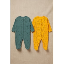 Minory Baby - Ayıcıklı 2 Li Patikli Tulum Set Çok Renkli Çok Renkli