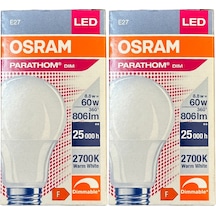 Osram Parathom 8.8w 60w 2700k Sarı Işık E27 Duylu Dim Edilebilir Led Ampul 2 Adet