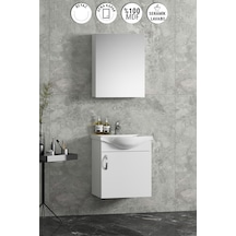 Yıldız Asma 45 Cm Beyaz Mdf Seramik Lavabolu Banyo Dolabı Takımı Beyaz