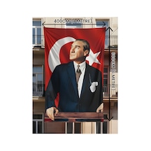 400x600 Cm Dijital Atatürk Baskılı Türk Bayrağı Raşel Kumaş, Çift Dikiş, Solmaz Renk 400 x 600 CM