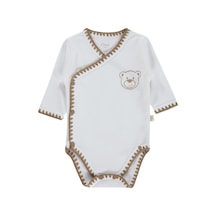 Civil Baby Oturan Tatlı Ayı Baskılı 1-9 Ay Çıtçıtlı Badi - Ekru