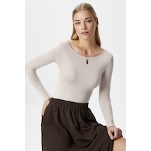 Ritnice Kayık Yaka Need Uzun Kollu Bej Soft Top / Bluz Bej