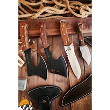 4 Lü Outdoor Balta Bıçak Set Kamp Baltası Bıçak Nacak Seti