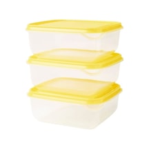 3 Lü Set Saklama Kabı Sarı Renk Meridyendukkan Çok Amaçlı Özelliği 0.6 Lt 3adet Sarı Kapak Sarı